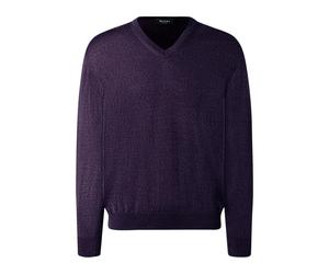 Strickpullover MAERZ MUENCHEN "Maerz Muenchen 490400 Strickpullover Herren Bekleidung", Herren, Gr. 52, lila, 100% Wolle, V-Ausschnitt, Pullover Strickpullover (61042827-52) lila