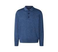 MAERZ Muenchen Polo-Shirt Herren Regular Fit Langarm Merinowolle blau, 50 (M)