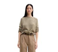 Strickpullover MARC O'POLO "aus Bändchengarn", Damen, Gr. S, earthy taupe, Obermaterial: 70% Baumwolle, 30% Polyester, unifarben, U-Boot-Ausschnitt, Pullover Strickpullover (52996232-S) earthy taupe