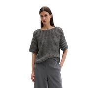 Strickpullover MARC O'POLO "aus Bändchengarn", Damen, Gr. S, oxide grau, Obermaterial: 75% Baumwolle, 25% Polyester, unifarben, U-Boot-Ausschnitt, Pullover Strickpullover (76173414-S) oxide grau