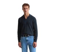 Strickpullover MARC O'POLO "aus Bio-Baumwoll-Piqué", Herren, Gr. S, schwarz (schwarz navy), Obermaterial: 100% Baumwolle, unifarben, Pullover Strickpullover (98452139-S) schwarz navy