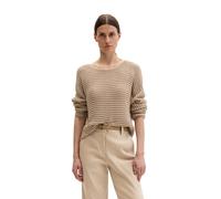 Strickpullover MARC O'POLO "aus Bio-Baumwolle-Leinen-Mix", Damen, Gr. L, beige (sandpaper), Obermaterial: 90% Baumwolle, 10% Leinen, unifarben, U-Boot-Ausschnitt, Pullover Strickpullover (97854014-L)