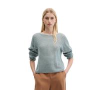 Strickpullover MARC O'POLO "aus Bio-Baumwolle-Leinen-Mix", Damen, Gr. S, blau (quiet sea), Obermaterial: 90% Baumwolle, 10% Leinen, unifarben, U-Boot-Ausschnitt, Pullover Strickpullover (54503132-S) q