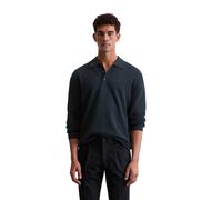 Strickpullover MARC O'POLO "aus feinem Bio-Baumwoll-Piqué", Herren, Gr. S, schwarz navy, Obermaterial: 100% Baumwolle, unifarben, Pullover Strickpullover (39609134-S) schwarz navy