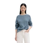 Strickpullover MARC O'POLO "aus Heavy-Weight-Organic-Cotton", Damen, Gr. L, blau (fall sky), Obermaterial: 100% Baumwolle, unifarben, Rundhals, Pullover Strickpullover (22276346-L) fall sky