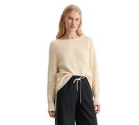 Strickpullover MARC O'POLO "aus Heavy-Weight-Organic-Cotton", Damen, Gr. L, raw cream, Obermaterial: 100% Baumwolle, unifarben, Rundhals, Pullover Strickpullover (33770956-L) raw cream