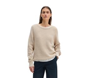 Strickpullover MARC O'POLO "aus Heavy-Weight-Organic-Cotton", Damen, Gr. XS, beige (sandy melange), Obermaterial: 100% Baumwolle, unifarben, Rundhals, Pullover Strickpullover (36530359-XS) sandy melan
