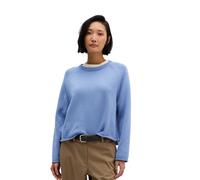 Strickpullover MARC O'POLO "aus Heavy-Weight-Organic-Cotton", Damen, Gr. XS, blau (clear blau), Obermaterial: 100% Baumwolle, unifarben, Rundhals, Pullover Strickpullover (16428117-XS) clear blau