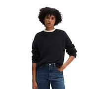 Strickpullover MARC O'POLO "aus Heavy-Weight-Organic-Cotton", Damen, Gr. XS, maritime blau, Obermaterial: 100% Baumwolle, unifarben, Rundhals, Pullover Strickpullover (61070752-XS) maritime blau