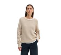 Strickpullover MARC O'POLO "aus Heavy-Weight-Organic-Cotton", Damen, Gr. XXL, beige (sandy melange), Obermaterial: 100% Baumwolle, unifarben, Rundhals, Pullover Strickpullover (36530359-XXL) sandy mel