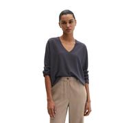 Strickpullover MARC O'POLO "aus Merinowolle-Viskose-Mix", Damen, Gr. L, blau graphite, Obermaterial: 59% Schurwolle, 40% Viskose, 1% Polyamid, unifarben, V-Ausschnitt, Pullover Strickpullover (1261270