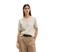 Strickpullover MARC O'POLO "aus Organic-Cotton-Leinen-Mix", Damen, Gr. L, grau silk, Obermaterial: 52% Baumwolle, 48% Leinen, unifarben, Rundhals, Pullover Strickpullover (18264063-L) grau silk