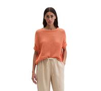 Strickpullover MARC O'POLO "aus Organic Cotton-Leinen-Mix", Damen, Gr. L, orange (warm orange), Obermaterial: 90% Baumwolle, 10% Leinen, unifarben, Rundhals, Pullover Strickpullover (50471551-L) warm