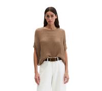 Strickpullover MARC O'POLO "aus Organic Cotton-Leinen-Mix", Damen, Gr. XL, burnt braun, Obermaterial: 90% Baumwolle, 10% Leinen, unifarben, Rundhals, Pullover Strickpullover (60334128-XL) burnt braun