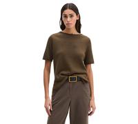 Kurzarmpullover MARC O'POLO "aus Organic Cotton-Leinen-Mix", Damen, Gr. XS, burnt coffee melange, Obermaterial: 52% Baumwolle, 48% Leinen, unifarben, Rundhals, Pullover (90049064-XS) burnt coffee mela