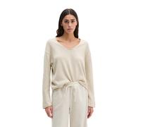 Strickpullover MARC O'POLO "aus Organic Cotton-Leinen-Mix", Damen, Gr. XS, grau silk, Obermaterial: 52% Baumwolle, 48% Leinen, unifarben, V-Ausschnitt, Pullover Strickpullover (36384220-XS) grau silk