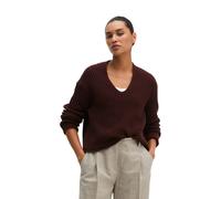 Strickpullover MARC O'POLO "aus Organic Cotton-Mix", Damen, Gr. S, braun (schwarz cherry), Obermaterial: 74% Baumwolle, 26% Polyester, unifarben, V-Ausschnitt, Pullover Strickpullover (10546929-S) sch