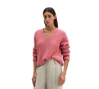 Strickpullover MARC O'POLO "aus Organic Cotton-Mix", Damen, Gr. XS, pink (berry rose), Obermaterial: 74% Baumwolle, 26% Polyester, unifarben, V-Ausschnitt, Pullover Strickpullover (61504006-XS) berry