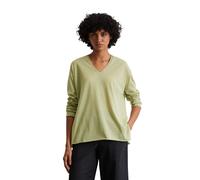 Strickpullover MARC O'POLO "aus Organic-Cotton-Mix", Damen, Gr. XS, smooth sage, Obermaterial: 90% Baumwolle, 10% Polyamid, unifarben, V-Ausschnitt, Pullover Strickpullover (23124264-XS) smooth sage