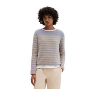 Strickpullover MARC O'POLO "aus Organic Cotton-Mix", Damen, Gr. XXL, light blau, Obermaterial: 78% Baumwolle, 22% Polyamid, gestreift, Rundhals, Pullover Strickpullover (52391807-XXL) light blau