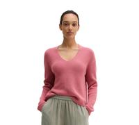 Strickpullover MARC O'POLO "aus Organic Cotton-Qualität", Damen, Gr. XS, pink (berry rose), Obermaterial: 100% Baumwolle, unifarben, V-Ausschnitt, Pullover Strickpullover (17837552-XS) berry rose