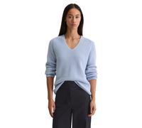 Strickpullover MARC O'POLO "aus reinem Organic Cotton", Damen, Gr. M, soft sea, Obermaterial: 100% Baumwolle, unifarben, V-Ausschnitt, Pullover Strickpullover (19159139-M) soft sea