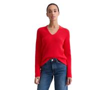 Strickpullover MARC O'POLO "aus reinem Organic Cotton", Damen, Gr. XS, bright rot, Obermaterial: 100% Baumwolle, unifarben, V-Ausschnitt, Pullover Strickpullover (78528341-XS) bright rot