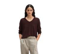 Strickpullover MARC O'POLO "aus reiner Bio-Baumwolle", Damen, Gr. L, schwarz cherry, Obermaterial: 100% Baumwolle, unifarben, V-Ausschnitt, Pullover Strickpullover (65078825-L) schwarz cherry