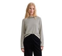 Strickpullover MARC O'POLO "aus reiner Bio-Baumwolle", Damen, Gr. M, sanftes weiß, Obermaterial: 100% Baumwolle, gestreift, Rundhals, Pullover Strickpullover (77665129-M) sanftes weiß