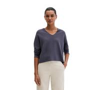 Strickpullover MARC O'POLO "aus reiner Bio-Baumwolle", Damen, Gr. M, stormy sky, Obermaterial: 100% Baumwolle, unifarben, V-Ausschnitt, Pullover Strickpullover (14939150-M) stormy sky