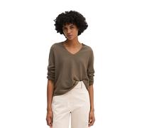 Strickpullover MARC O'POLO "aus reiner Bio-Baumwolle", Damen, Gr. S, stone taupe, Obermaterial: 100% Baumwolle, unifarben, V-Ausschnitt, Pullover Strickpullover (32812023-S) stone taupe