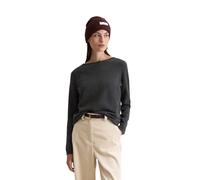 Strickpullover MARC O'POLO "aus softem Baumwolle-Schurwolle-Mix", Damen, Gr. XS, dunkelgrau melange, Obermaterial: 45% Baumwolle, 27% Polyester, 25% Schurwolle, 3% Elasthan, unifarben, U-Boot-Ausschni