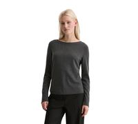 Strickpullover MARC O'POLO "aus softem Schurwolle-Mix", Damen, Gr. M, grau (night grau melange), Obermaterial: 50% Schurwolle, 33% Viskose, 17% Polyamid, unifarben, U-Boot-Ausschnitt, Pullover Strickp