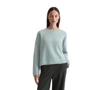 Strickpullover MARC O'POLO "aus softem Schurwolle-Mix", Damen, Gr. M, silber (silbery blau), Obermaterial: 75% Schurwolle, 25% Polyamid, unifarben, U-Boot-Ausschnitt, Pullover Strickpullover (64947027