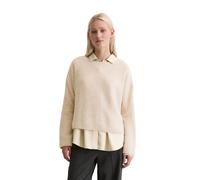 Strickpullover MARC O'POLO "aus softem Schurwolle-Mix", Damen, Gr. S, natural stone, Obermaterial: 75% Schurwolle, 25% Polyamid, unifarben, casual, U-Boot-Ausschnitt, Langarm, Pullover (67279715-S) na
