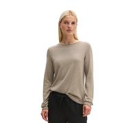 Strickpullover MARC O'POLO "aus softem Schurwolle-Mix", Damen, Gr. S, beige (stone taupe melange), Obermaterial: 50% Schurwolle, 33% Viskose, 17% Polyamid, unifarben, U-Boot-Ausschnitt, Pullover Stric