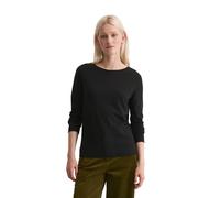 Strickpullover MARC O'POLO "aus softem Schurwolle-Mix", Damen, Gr. S, schwarz, Obermaterial: 50% Schurwolle, 33% Viskose, 17% Polyamid, unifarben, U-Boot-Ausschnitt, Pullover Strickpullover (81609850-