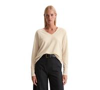 Strickpullover MARC O'POLO "aus weichem Schurwolle-Viskose-Mix", Damen, Gr. M, light oat, Obermaterial: 50% Schurwolle, 33% Viskose, 17% Polyamid, unifarben, V-Ausschnitt, Pullover Strickpullover (483