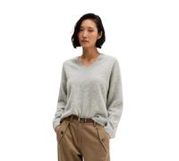 Strickpullover MARC O'POLO "aus weicher Merinowolle", Damen, Gr. S, grau (clear grau melange), Obermaterial: 100% Schurwolle, unifarben, V-Ausschnitt, Pullover Strickpullover (99687313-S) clear grau m