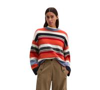 Strickpullover MARC O'POLO "aus weicher Merinowolle", Damen, Gr. XXS, bunt (medium orange), Obermaterial: 100% Schurwolle, gestreift, Rundhals, Pullover Strickpullover (96410600-XXS) medium orange