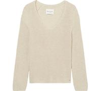 Marc O'Polo Damen Strickpullover V-Ausschnitt aus Bio-Baumwolle, creme (Sandy Melange) XL