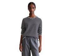 Strickpullover MARC O'POLO DENIM "aus Compact Cotton", Damen, Gr. L, dunkelblau, Obermaterial: 100% Baumwolle, gestreift, Rundhals, Pullover Strickpullover (68519962-L) dunkelblau