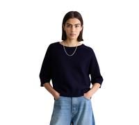 Strickpullover MARC O'POLO DENIM "aus kompaktem Baumwollgarn", Damen, Gr. XS, blau depths, Obermaterial: 100% Baumwolle, unifarben, Rundhals, Pullover Strickpullover (52553515-XS) blau depths