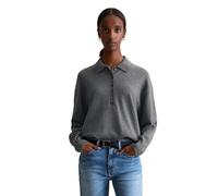 Strickpullover MARC O'POLO DENIM "aus Soft Cotton Stretch", Damen, Gr. L, grau (asphalt melange), Obermaterial: 58% Baumwolle, 25% Polyamid, 17% Polyester, unifarben, Pullover Strickpullover (24103251