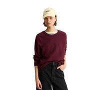 Strickpullover MARC O'POLO DENIM "aus Soft Cotton Stretch", Damen, Gr. M, rot (dunkelrot melange), Obermaterial: 58% Baumwolle, 25% Polyamid, 17% Polyester, unifarben, Rundhals, Pullover Strickpullove