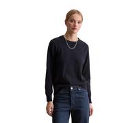 Strickpullover MARC O'POLO DENIM "aus Soft Cotton Stretch", Damen, Gr. S, dunkelblau melange, Obermaterial: 58% Baumwolle, 25% Polyamid, 17% Polyester, unifarben, Rundhals, Pullover Strickpullover (22