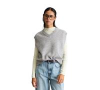 Strickpullover MARC O'POLO DENIM "aus softer Schurwolle", Damen, Gr. XXL, stone melange, Obermaterial: 100% Schurwolle, unifarben, V-Ausschnitt, Pullover Strickpullover (25719532-XXL) stone melange