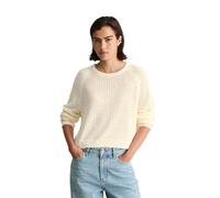 Strickpullover MARC O'POLO DENIM "aus weichem Organic Cotton-Mix", Damen, Gr. M, creamy weiß, Obermaterial: 82% Baumwolle, 18% Polyamid, unifarben, Rundhals, Pullover Strickpullover (33319944-M) cream