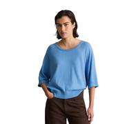 Strickpullover MARC O'POLO DENIM "aus weichem Organic-Cotton-Modal-Mix", Damen, Gr. M, blau (medium blau 4840), Obermaterial: 50% Modal, 50% Baumwolle, unifarben, Rundhals, Pullover Strickpullover (33