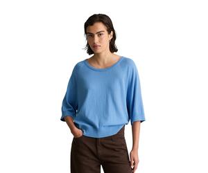 Strickpullover MARC O'POLO DENIM "aus weichem Organic-Cotton-Modal-Mix", Damen, Gr. M, blau (flaxflower blau), Obermaterial: 50% Modal, 50% Baumwolle, unifarben, Rundhals, Pullover Strickpullover (339